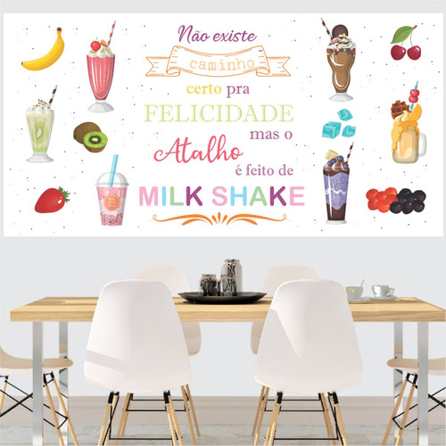 Adesivo Parede Sorvete Milk Shake Frutas Felicidade 1.50m