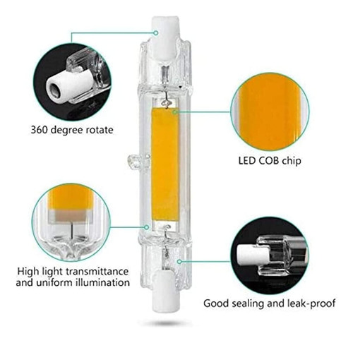 Qixivcom, 2 Paquetes De Luces Led Cob De 78 Mm, 10 W, R7, 10