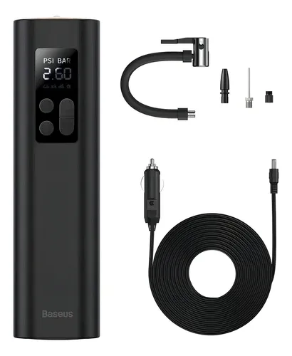 comprar Bomba calibradora de aire portátil, compresor, coche, bicicleta, motocicleta, color negro, 12 voltios