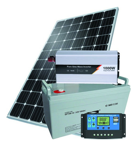 Kit De Energia Solar Panel Regulador Bateria E Inversor