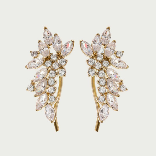 Brinco Ear Cuff Em Ouro 18k Com Topázio Branco