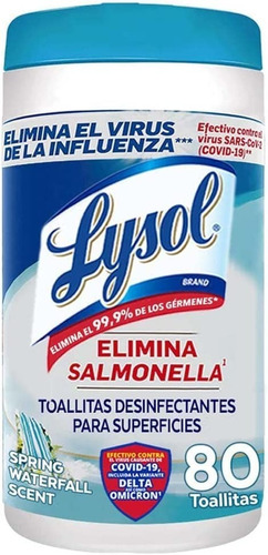 Toallitas Desinfectantes Lysol 80 Unidades Pote Azul