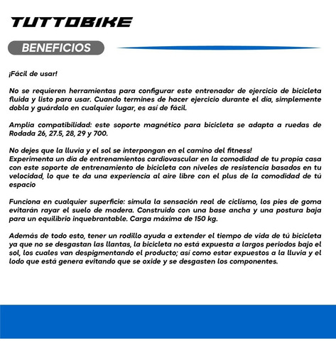 Imagen 6 de 10 de Rodillo Tuttobike Entrenador Para Bicicleta R 26 27 29 700