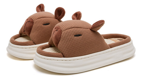 Capibara Pantuflas Mujer,sandalias Lino Para Parte Inferior