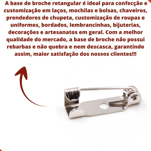 Base De Broche 15mm Retangular P/ Colagem - Kit C/ 950 Peças