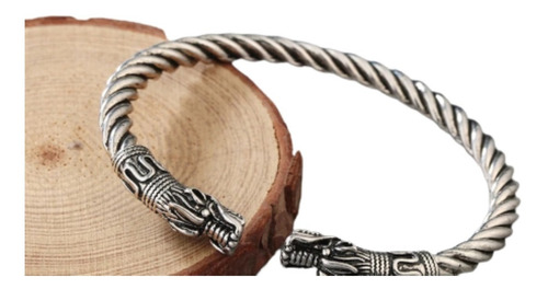 Brazalete Abierto De Dos Cabezas De Dragón Para Hombre