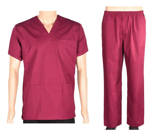 Conjunto Médico Enfermero Casaca Pantalón Bordeaux