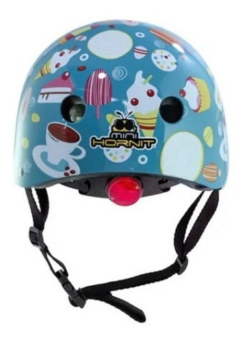 Casco Infantil Ice Creams Luz Led Azul Ciclismo Hornit Niños Talla S (48-53cm)