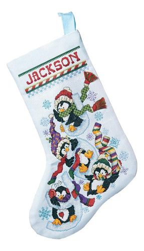 Janlynn Penguin Joy Stocking Kit De Punto De Cruz Contado