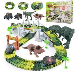 Juguetes De Dinosaurio Pista Flexible Para Niños 160 Piezas