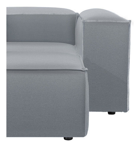 Sala Esquinera Moderna Latt Sillón Modular Lino Soft Minimal Color Gris Medio