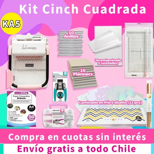 Encuadernadora Cinch Rosa, + Kit Foliadora Ka5