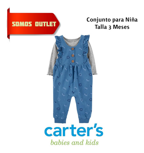 Conjunto Niña Carter's De 2 Piezas Talla 3 Meses Original (Usado)