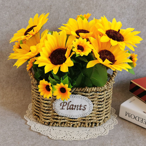 Racimo De Girasoles Artificiales De Plástico, 2 Unidades