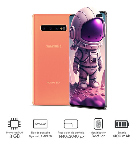 Imagen 2 de 5 de Celular Samsung Galaxy S10+ 128gb 8gb Ram Qhd 2k Naranja Con Adaptador Otg + Regalo