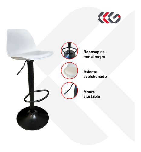 Set De 4 Sillas Tipo Banco Giratorios Para Barra Desayunador Estructura de la silla Blanco mate