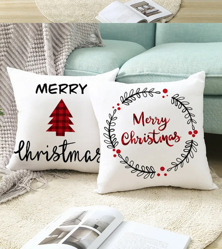 Kit 3pz Funda De Almohada Para Decoración De Navidad 45x45
