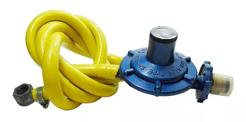Regulador Gas Azul Propano Con Manguera Amarilla 1.5 Metros