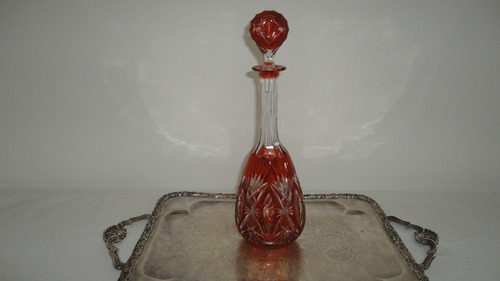 Botellon De Cristal Rubi Baccarat Antiguo Refinado Vealo