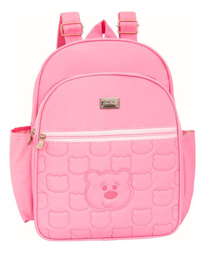 Bolsa Bebê Maternidade Mochila G Urso Menina Menino Passeio Cor Rosa