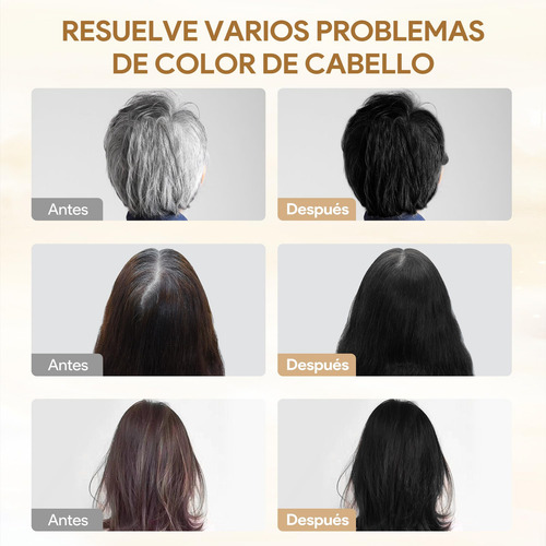 Black Hair Dye Shampoo 3 In 1, Shampoo Para Canas Con