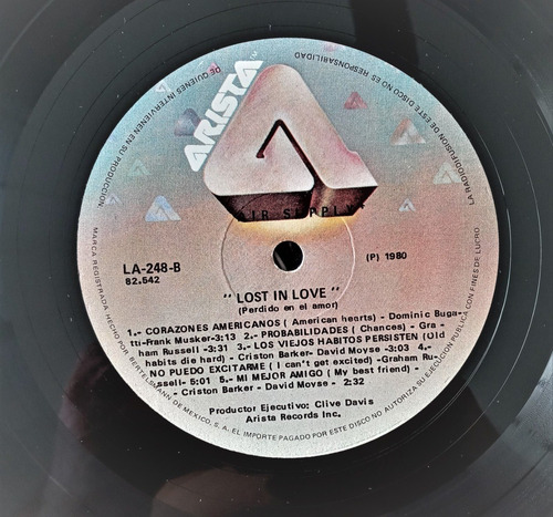 Air Supply Lp Lost In Love (Usado)