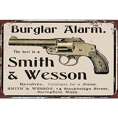 Cartel De Metal De Alarma De Ladrones Smith Wesson, Dec...
