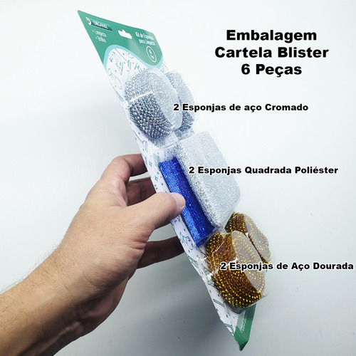 Kit 12 Esponjas 8 De Aço + 4 Espuma Limpeza Pesada Multiuso