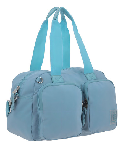 Bolso De Mano Y Hombro Grande Chenson 1818 Zilp Color Azul Acabado De Los Herrajes Níquel Color Azul Acero Correa De Hombro Azul Acero Diseño De La Tela Lisa