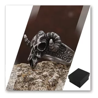 Anillo Hombre Regalo Rock Chivo Punk Estuche