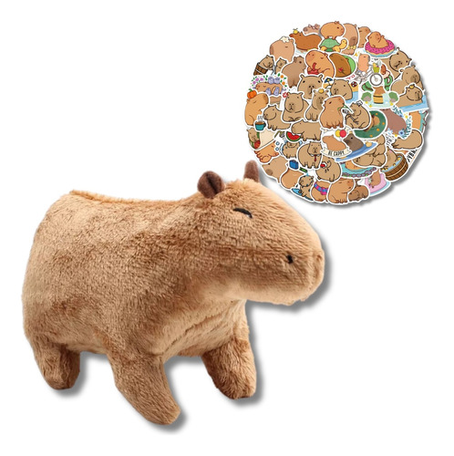 Set Peluche Carpincho + 50 Sticker Capibara Capybara