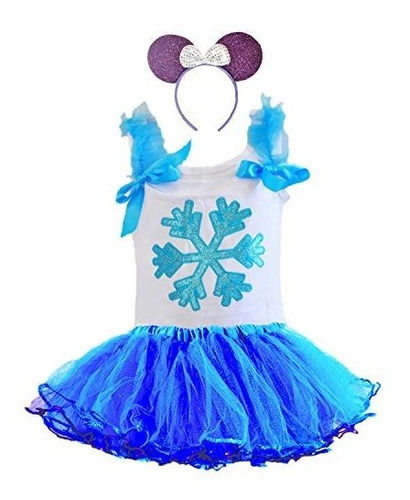 Niña - Disfraz De Frozen Snow Flake T-tops Con Tutú De Tul B