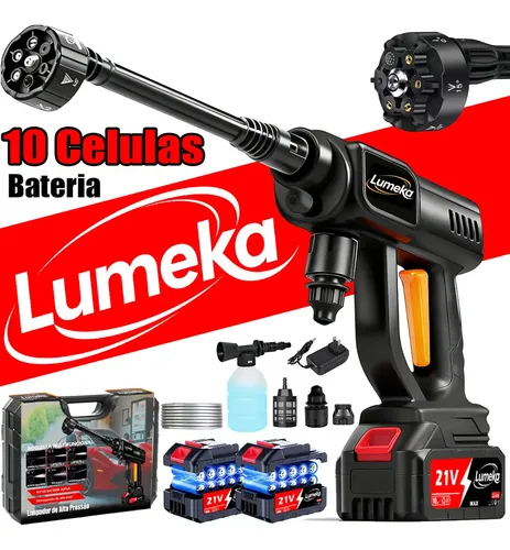 Lavadora de Alta Pressão Portátil LUMEKA XCQ-010 Bateria de 10 cé...