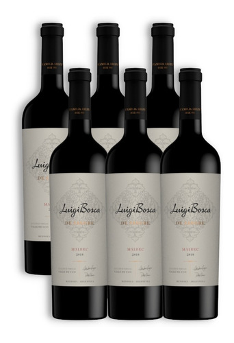 Vino Luigi Bosca De Sangre Malbec Caja X6 750ml Valle De Uco