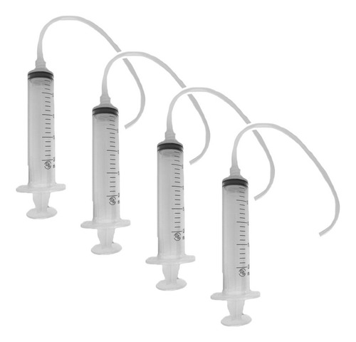 Kit 4 Jeringas Y Manguera Destapar Limpiar Cabezal Para Hp