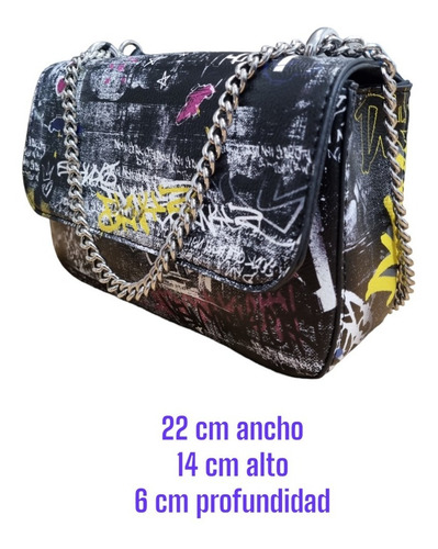 Crossbody Dkny Para Dama, Original, Color Negro Con Graffiti