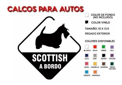 Calco A Bordo Scottish Terrier Vinilo Calcomania Sticker