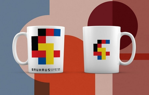 Imagen 1 de 1 de Taza Mug Diseño Bauhaus. Cerámica Premium