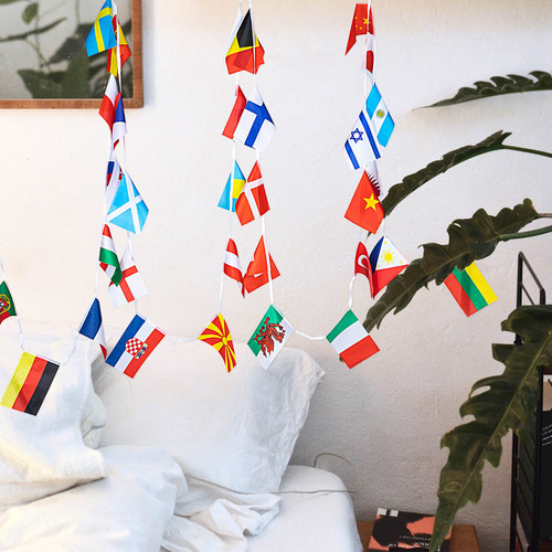 Banderas Con Forma De Cadena De 32 Países Para Decoración De