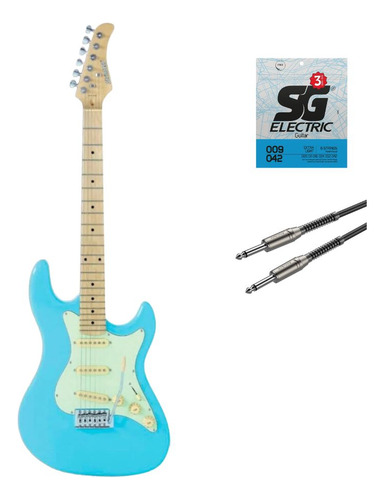 Kit Guitarra Strinberg Sts100 Caribean Blue+cabo+pack Corda