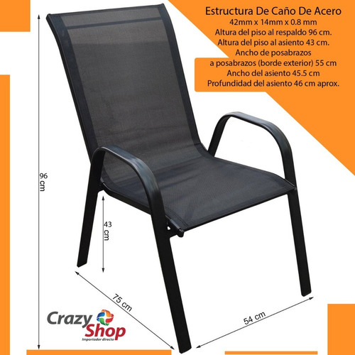 Imagen 3 de 9 de Silla Con Posabrazos De Jardin En Hierro Y Textilina Crazy S