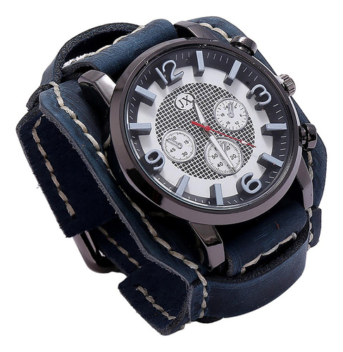 Pulsera Reloj Hombre Reloj Banda Cuero Analógico Azul