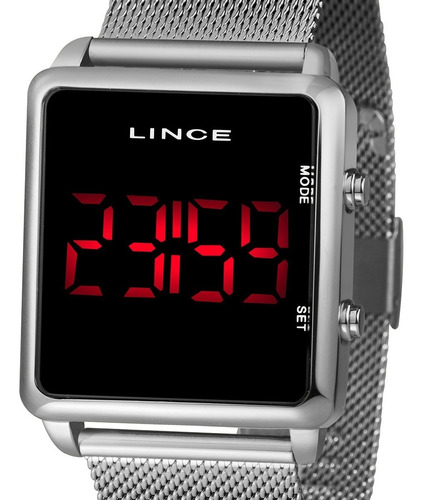 Relógio Feminino Lince Mdm4596l Pxsx Digital Prata Quadrado