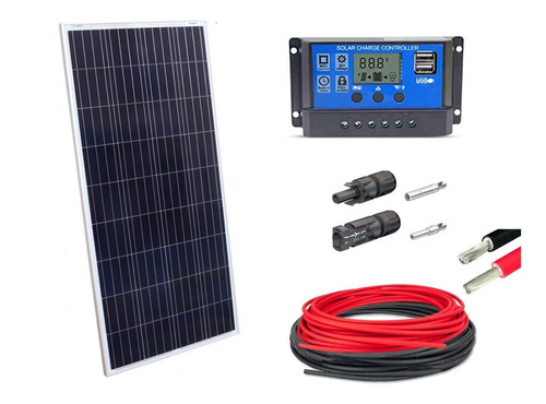 Kit Painel Placa Energia Solar 155w Contro30a Cabo E Mc4