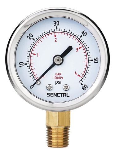 Senctrl Medidor Presion 0-60 Psi Esfera 2  Montaje Inferior