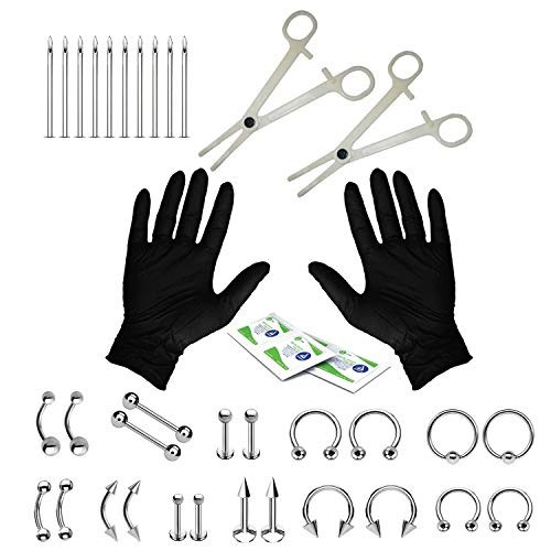 Bodyj4you 36pc Piercing Kit De Acero Inoxidable 14g 16g Del 