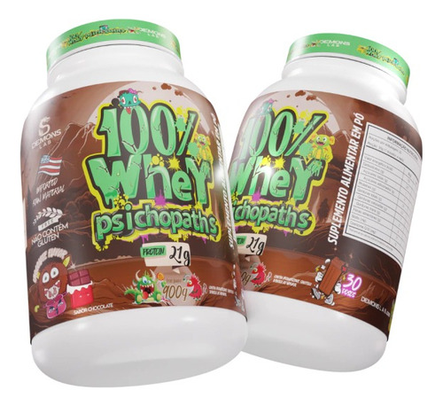 100% Whey Demons Lab Psichopaths 900g Pó Nutricional Sabor Chocolate