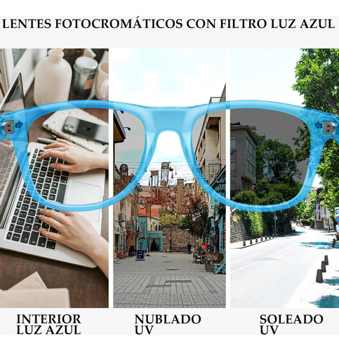 Lentes Fotocromáticos Para Computadora Luz Azul Hombre Mujer Azul Brillante Y Claro Joopin M2140