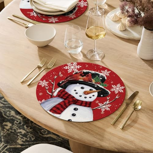 Set De 4 Manteles Individuales Redondos De Navidad De Vinilo