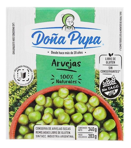 Arvejas Secas Remojadas Doña Pupa 340 Gr